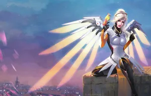 Mercy Petting A Bird In Town Wallpaper