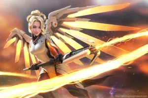 Mercy Using Her Ultimate Weapon Wallpaper