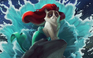 Mermaid Cat Aqua Splash Wallpaper