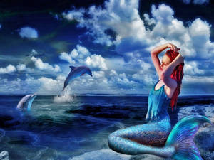 Mermaid Out Of Ocean Wallpaper