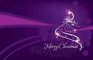 Merry Christmas Background With A Purple Tree Wallpaper