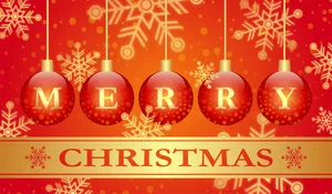 Merry Christmas Greeting With Christmas Balls Wallpaper