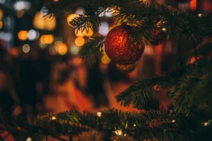 Merry Christmas Red Bauble Wallpaper