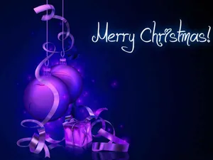 Merry Christmas Wallpapers With Purple Lights And Gifts Wallpaper