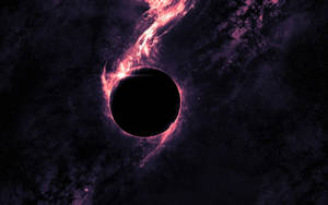 Mesmerizing Black Planet With Vibrant Pink Aura Wallpaper