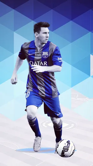 Messi Blue Geometric Art Wallpaper