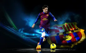 Messi With Fcb Art Wallpaper