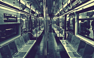 Metal Subway Train Interior Wallpaper