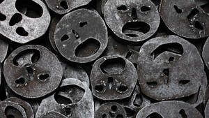 Metallic Iron Abstract Masks Wallpaper