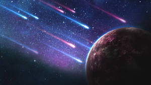 Meteor Shower Approach Planet Wallpaper