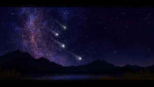 Meteor Shower In Beautiful Night Sky Wallpaper