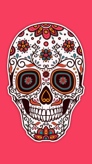 Mexican Colorful Floral Skull Wallpaper