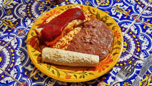 Mexican Combo Plate Colorful Setting Wallpaper