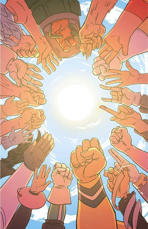 Mha Heroes Raised Arms Wallpaper