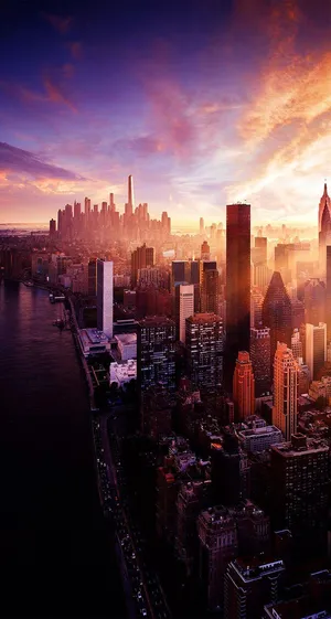 Miami Cityscape Sunrise Iphone Wallpaper