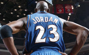 Michael Jordan In Washington Wizards Jersey Wallpaper