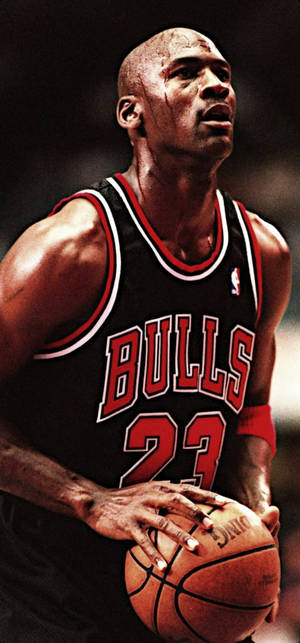 Michael Jordan Shoots A Jump Shot On The Court Wallpaper
