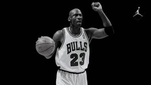 Michael Jordan With Jordan Logo Wallpaper