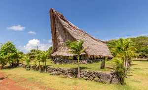 Micronesia Hut Stone Fence Wallpaper