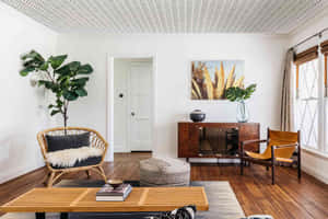 Midcentury House Interior Living Area Wallpaper