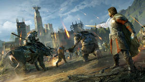 Middle Earth Shadow Of War Battle Outside Fortress Wallpaper