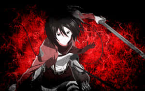 Mikasa Ackerman Red Combat Aura Wallpaper