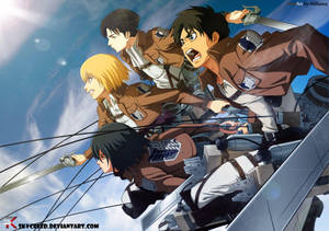 Mikasa With Team Wallpaper