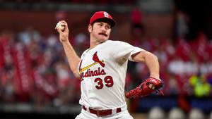 Miles Mikolas Pitching For Cardinals Wallpaper