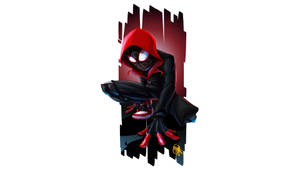 Miles Morales Squat On Red Graphic Wallpaper