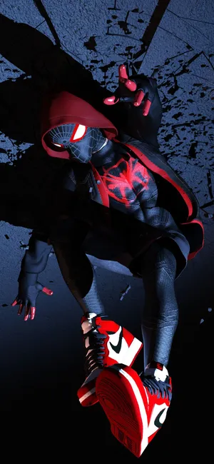 Miles Morales Upside Down Fall Wallpaper