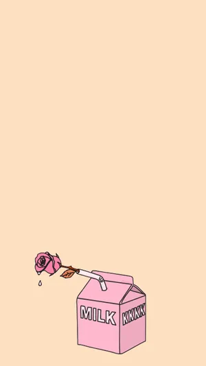 Milk Pouch Pink Aesthetic Wallpaper
