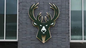 Milwaukee Bucks Logo On The Side Of A Building Wallpaper