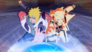 Minato Helping Naruto Ipad Wallpaper