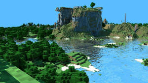 Minecraft Aesthetic Green Lake Nature Wallpaper