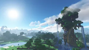Minecraft Herobrine Forest City Wallpaper