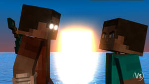 Minecraft Herobrine Vs Steve Face Off Wallpaper