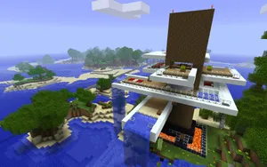Minecraft Modern Mansion Wallpaper