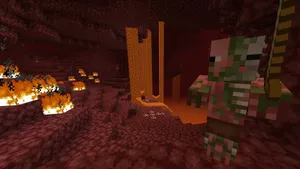 Minecraft_ Nether_ Zombie_ Pigman_and_ Lava_ Falls Wallpaper