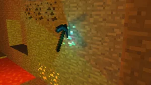 Minecraft Pickaxe On Brick Walls Wallpaper