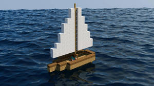 Minecraft Steve In Boat Wallpaper