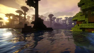 Minecraft Sunset Forest Hd Wallpaper
