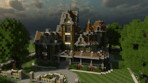 Minecraft Victorian Themed Mansion Wallpaper