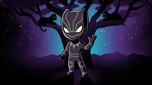 Mini Black Panther Cartoon Wallpaper
