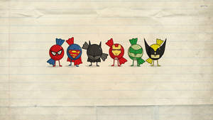 Mini Superhero Cartoon Artwork Wallpaper