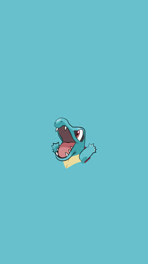 Mini Totodile In Teal Background Wallpaper