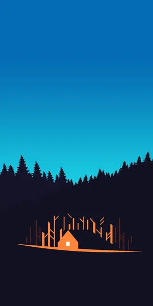 Minimal Pixel House In The Woods Wallpaper