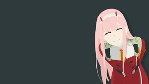 Minimal Smiling Zero Two Wallpaper