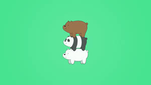 Minimal We Bare Bears In Green Wallpaper