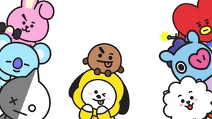 Minimalist Bt21 In White Wallpaper