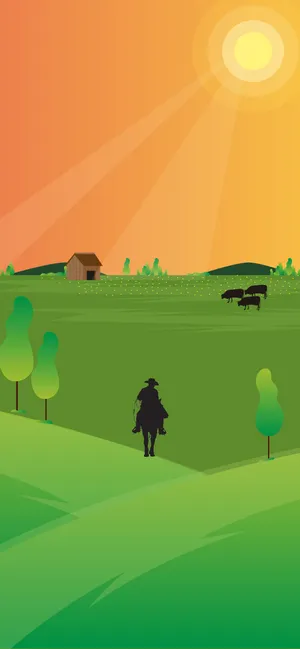 Minimalist Cowboy Iphone Vector Art Wallpaper